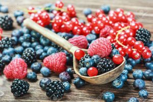 fresh blueberries, currants, blackberries, cranberries and raspb