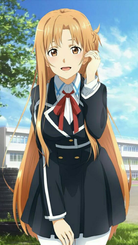 Asuna Yuuki in shcool hot anime girl